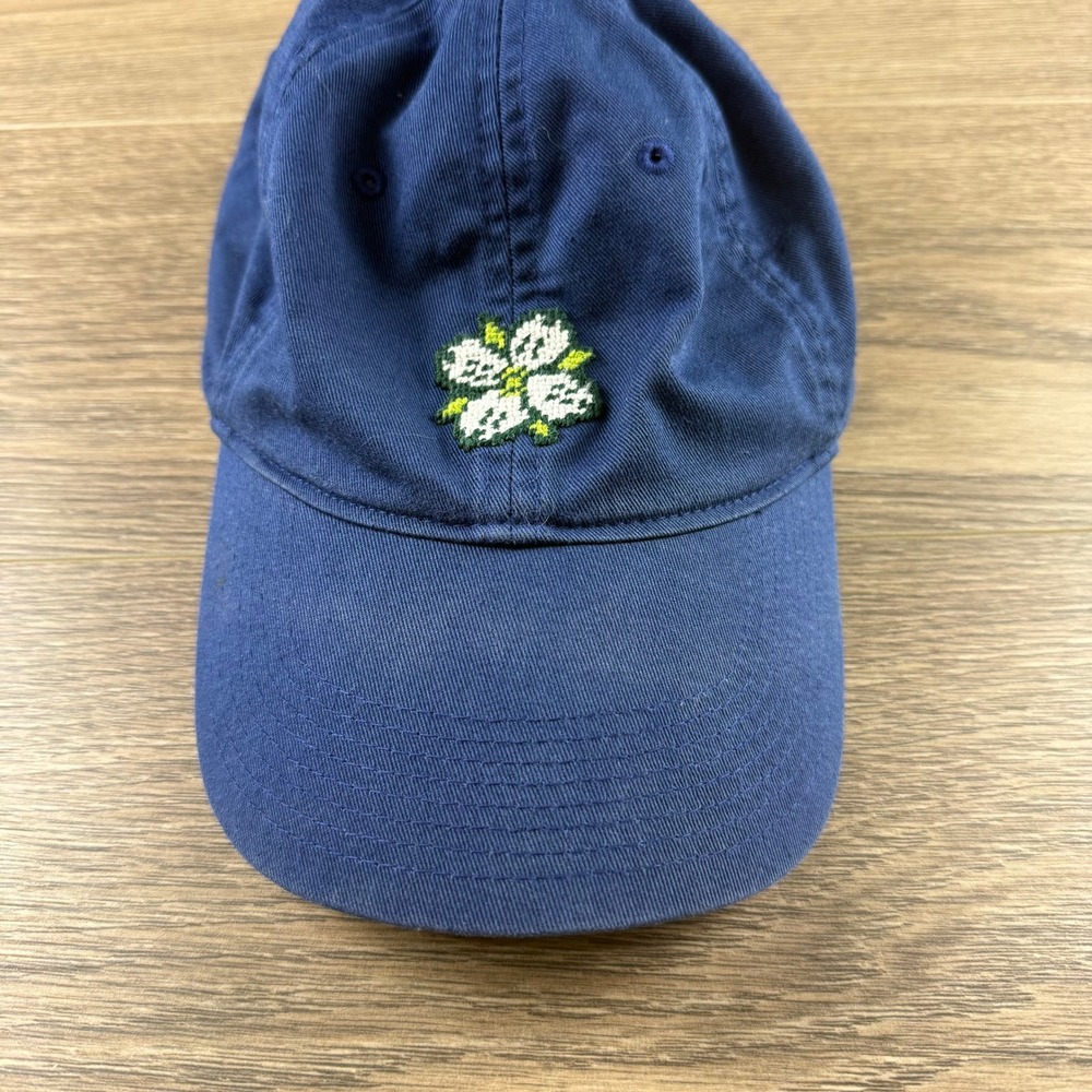 Smathers & Branson Dogwood Needlepoint Hat Navy Blue Cotton Dogwood Country Club